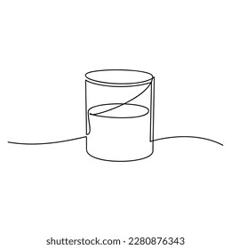Glas Wasser, Vektorgrafik. Einzeilige fortlaufende Zeichnung. Minimale Kontur Getränk Silhouette Illustration. Handgezeichnetes lineares Symbol. Minimales Design-Element für Druck, Banner, Karte, Poster, Menü.