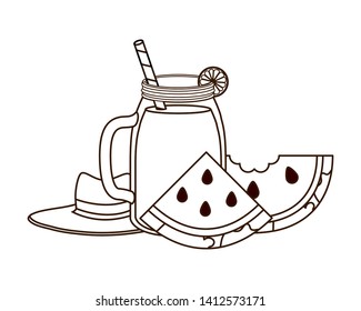 glass with watermelon and straw drink