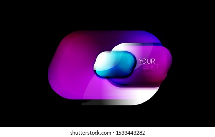 Glass web banner graphic design, bright transparent glossy element for message, digital bubble icon. Vector art. Modern template for internet buttons, speech bubbles and techno design elements