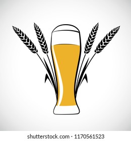 a glass of wheat beer with wheat decoration vector illustration EPS10