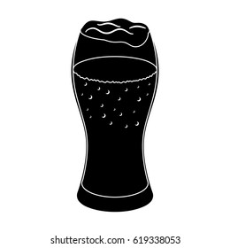 A glass of wheat beer with foam.Alcoholic beverage to relax. Pub single icon in black style vector symbol stock illustration.