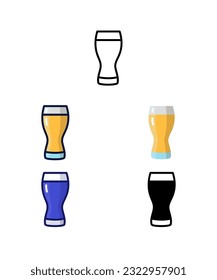 Glass of wheat beer. Home brewer Equipment and raw material icons. vector