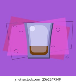 Glass with whiskey flat illustration. Scotch, liquor, brandy. Alcohol concept. Vector illustration can be used for topics like drinks, beverage, pub