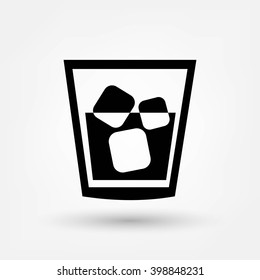Glass of whiskey with ice