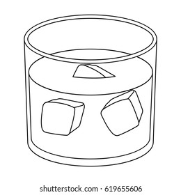 Glass glass of whiskey with ice. Alcoholic beverage of the detective.Detective single icon in outline style vector symbol stock illustration.