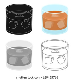Glass glass of whiskey with ice. Alcoholic beverage of the detective.Detective single icon in cartoon style vector symbol stock illustration.