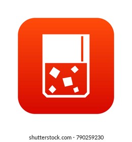 Glass of whiskey and ice icon digital red for any design isolated on white vector illustration