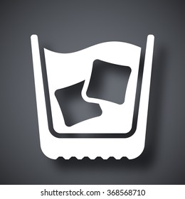 Glass of whiskey with ice. Vector icon