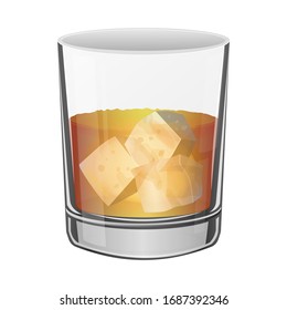 Glass of whiskey isolated photo-realistic vector illustration