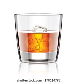 Glass of whiskey isolated photo-realistic vector illustration