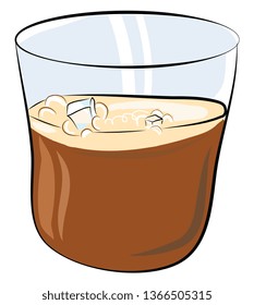A glass of whiskey on the rocks vector or color illustration