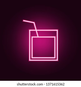 a glass of whiskey with a straw icon. Elements of Web in neon style icons. Simple icon for websites, web design, mobile app, info graphics