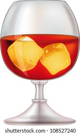 Glass from whiskeys and with ice