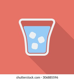 Glass whit ice icon. Flat vector related icon with long shadow for web and mobile applications. It can be used as - logo, pictogram, icon, infographic element. Vector Illustration.