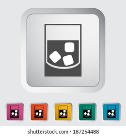 Glass whit ice. Single flat icon on the button. Vector illustration.