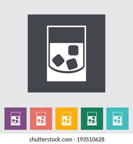 Glass whit ice. Single flat icon on the button. Vector illustration.