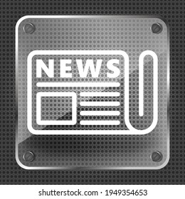 glas-weiße Zeitung, Vektorsymbol auf metallischem Hintergrund - Vektorgrafik. Nachrichtensymbol