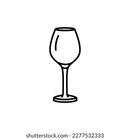 Glass for white wine black line icon. Dishware. Pictogram for web page, mobile app, promo.