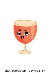  glass of white wine bright cartoon design