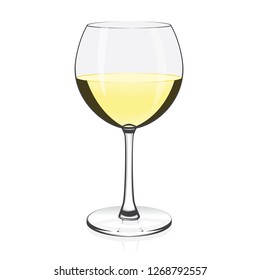 Glass with white wine isolated on a white background