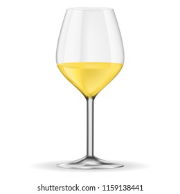 Glass of white wine. Vector 3d illustration isolated on white background