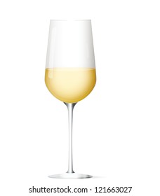 Glass of white wine. Vector illustration