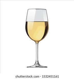 A glass of white wine. Vector illustration