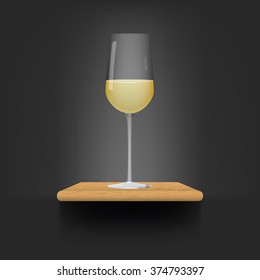 Glass of white wine. Vector illustration