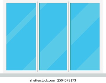 Glass window. Building facade element. Wide frame