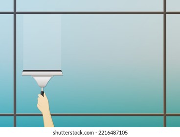 glass window cleaned by hand glass cleaner tool