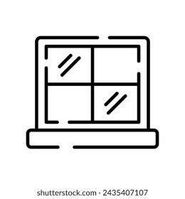 Glass window with different blocks, icon of window in modern style