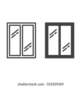 Glass window line icon, outline and filled vector sign, linear and full pictogram isolated on white. Symbol, logo illustration