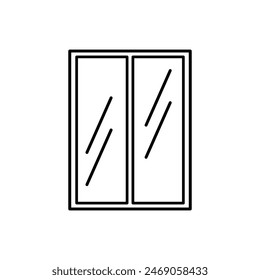 Icono de línea de ventana de vidrio, ilustración de estilo de moda plana simple sobre fondo blanco..eps
