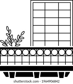 Glass window wall grid of an office tower building Concept Vector Icon Design, balcony and window front view symbol, House exterior design ideas with vintage and classic balconies stock illustration