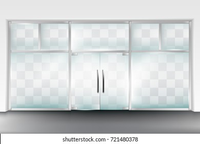 Glass Windows And Door Mockup. Glass Showcase (shopwindow)