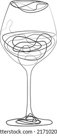 Glass of wine, abstract vector isolated illustration on white background. Concept for logo, print, cards, menu