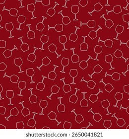 a glass of wine, an alcoholic drink. seamless texture, linear vector graphics. background for the design.