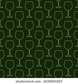 a glass of wine, an alcoholic drink. seamless texture, linear vector graphics. background for the design.
