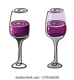 a glass of wine the bartender Doodle vector