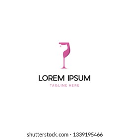 Glass Wine With Bear Creative Logo Design