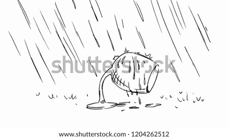 a glass of wine bent due to rain splashes.