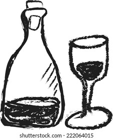 Glass of wine and bottle