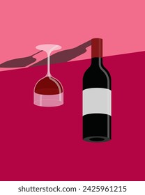 Glass of wine and bottle of wine