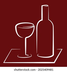 Glass and wine bottle for bar sign