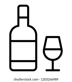 A glass with wine bottle for drinking 