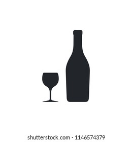 glass wine and bottle icon