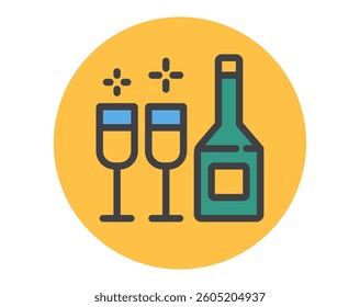 Glass of wine bottle isolated icon concept. Vector graphic design illustration