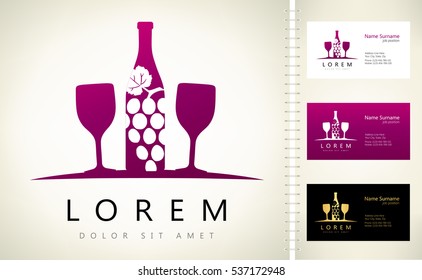 glass of wine and a bottle logo