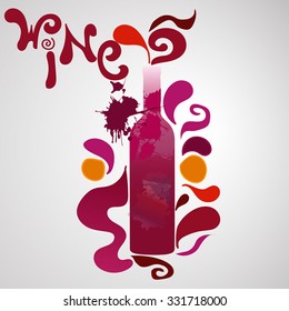 glass of wine and bottle  with splash red