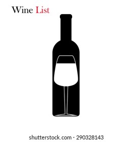 Glass of wine and bottle Vector Elements for design of the logo. Flat mock up for design.